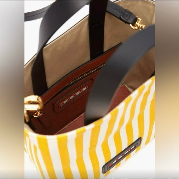 💯 Authentic Marni Museo Striped-Canvas and Leather Bag Made in Italy - Picture 4 of 6